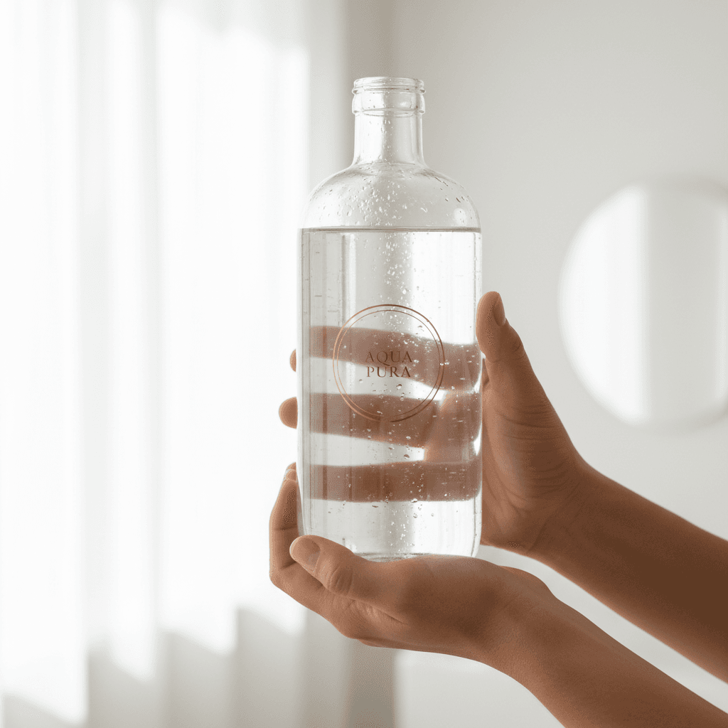 Pure quality water - crystal clear mineral water bottle