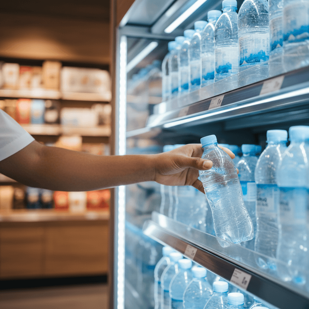 Accessible hydration - water products on retail display