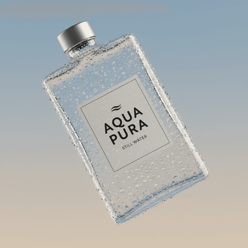 Reign Natural Mineral Water sachet with condensation droplets